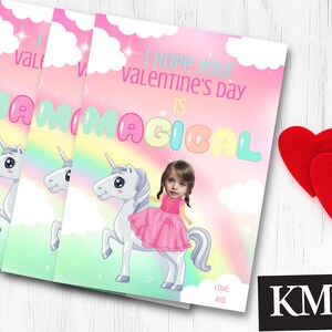 Foto de unicornio para San Valentín, San Valentín, Tarjetas de San Valentín de princesas, Tarjetas de San Valentín personalizadas, Tarjeta de San Valentín personalizada, San Valentín para niños, Imagen