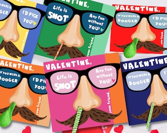 Funny Valentine cards for kids, gross humor Valentine’s Day cards, Printable Valentine for class party, digital download
