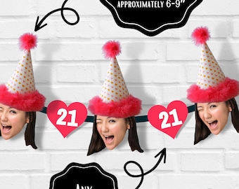 Custom Photo banner | face banner | printable | face | birthday | party | people | pets | 21st | 30th | 40th | 50th | 70th | 80th,