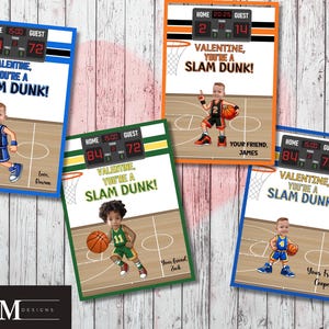 Basketball Valentine mit benutzerdefinierten Uniformfarben, Slam Dunk Valentine, kundenspezifischer Foto-Valentinsgruß, Klassenzimmer-Valentinsgruß, Schul-Valentinsgruß