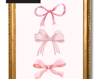 Balletcore Wall Art Coquette Room Decor Wall Art Bow Art Print Coquette Wall Art Bow Room Decor Balletcore Coquette Aesthetic, Feminine