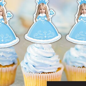 Printable Ice Princess Face Custom Photo Cupcake Topper, Personalized Ice Princess Sticker Cupcake Topper Digital File, Ice Princess photo