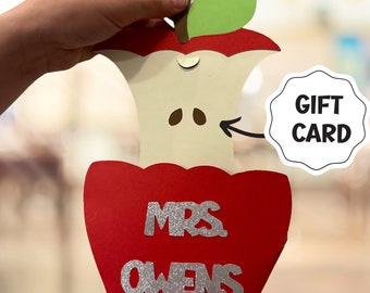 Apple Gift Card Holder, Teacher Gift Card Holder, Gift for Teacher, Teacher Appreciation Gift, Holiday Teacher Gift, Back to School