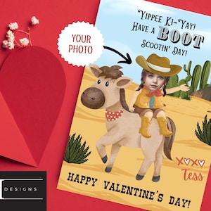 Cowgirl Valentine, Paard Valentijn, Custom Photo Valentine, Western Valentine voor meisje, Cowboyschool Valentines, Cowgirl Picture Valentine