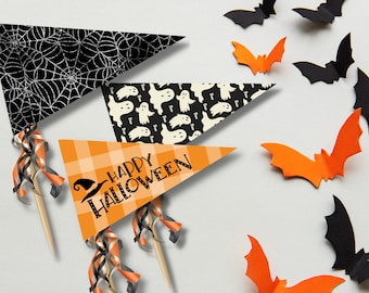 Halloween Pennant Flag Printables | Halloween Flag Printable | Halloween Pennants | Halloween Flags // Halloween Party | Boo Basket Filler