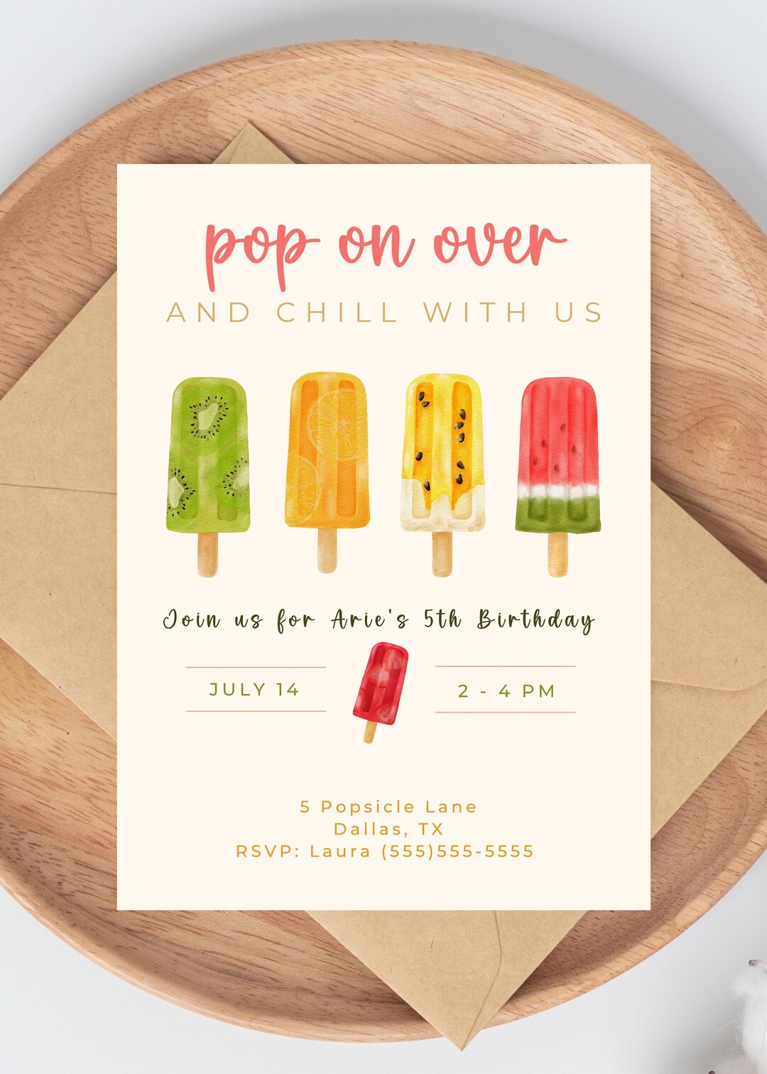 Popsicle Birthday Invitation, Printable Popsicle Birthday Invite ...