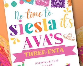 Invito Three-esta, Invito Three-esta Birthday, 3rd Birthday Invitation, Fiesta Invitation, download istantaneo