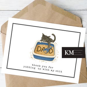 Lustiger Katzenvater Vatertags Karte - Katzenklo Humor - Lustiger Katzen Liebhaber Papa, Danke dass du meinen Scheiß ertragen hast, Vatertagsgeschenk