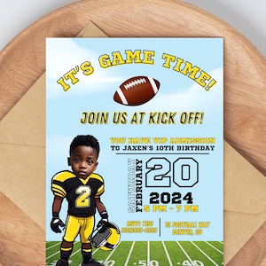 Football Birthday photo Invitation, Custom Photo Football Invite, Football Invitation, Boys Football Birthday, Printable Invite, Caricature