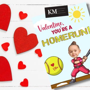 Baseball Photo Valentine, Baseball Valentine&#39;s Day cards, Custom School Valentine, Personalized Baseball Valentine, Printable Valentines