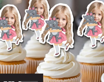 Dekoracje na przyjęcie urodzinowe Kitty, ozdoby na babeczki z kotkami, dekoracje urodzinowe ze zdjęciami kotów, artykuły na przyjęcie Kittycat, Happy Purrthday, Let's Purrty