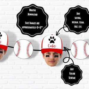 Custom Photo Banner | Personalized Baseball Player Banner | Custom Face Banner | Baseball Birthday Banner | Baseball Face Banner