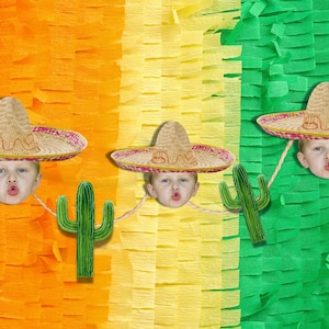 Gepersonaliseerde Fiesta Party Banner met gezicht, Mexicaanse Fiesta Birthday Party Decorations, Sombrero Photo Banner, verjaardag, Custom face banner