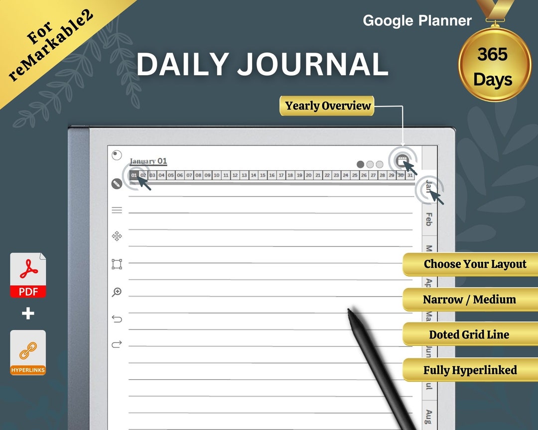 Remarkable 2 Daily Journal 2023 Remarkable 2 Templates Etsy