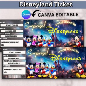 Disneyland Ticket for Kids | Editable Vacation Reveal | Magical Printable Ticket | Instant Download Trip Gift