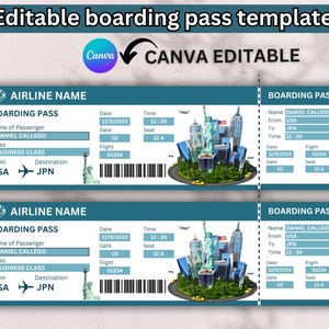 Editable Boarding Pass Template: Surprise Trip Ticket (Canva Digital Download)