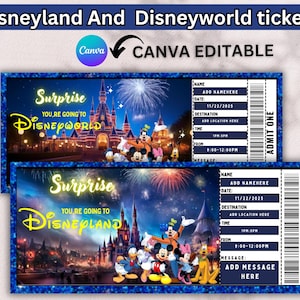 Magical Disneyland & Disneyworld Ticket Surprise (Printable Editable Template)