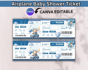 Airplane Baby Shower Ticket Invitation: Printable Boarding Pass Template (Digital Download)