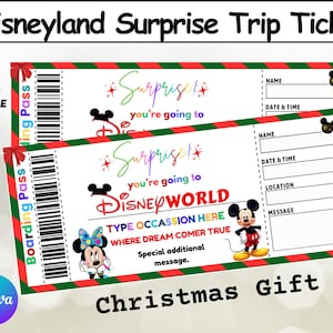 Printable Disneyland Ticket, Surprise Disneyland Ticket, Disneyland Trip Gift Ticket, Disney World Ticket, Editable Ticket, Custom Ticket