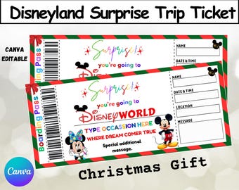 Printable Disneyland Ticket, Surprise Disneyland Ticket, Disneyland Trip Gift Ticket, Disney World Ticket, Editable Ticket, Custom Ticket