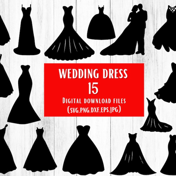 Bridal Dress Svg,Bride Svg, Dress Svg, Wedding Svg, Wedding Clipart, Bride  Dress Svg, Dress Clipart, Wedding Gown Svg, Dress Silhouette