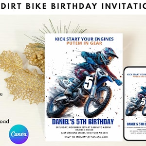 Editable Dirt Bike Birthday Invitation: Motocross Party (Digital Download)