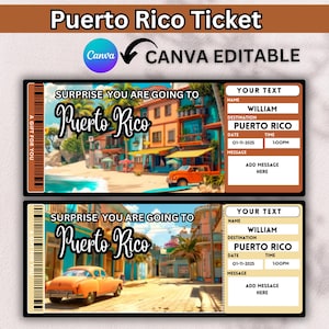 Surprise Puerto Rico Trip Ticket: Editable Boarding Pass Template (Digital Download)