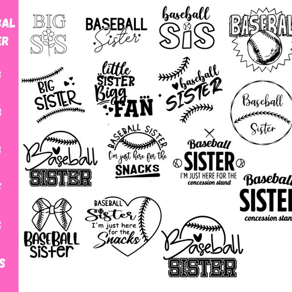 Baseball Sister Svg, Baseball Shirt Svg, Svg Files For Cricut, Baseball Sister Png, Baseball Sis Svg, Baseball Clipart, Instant Download