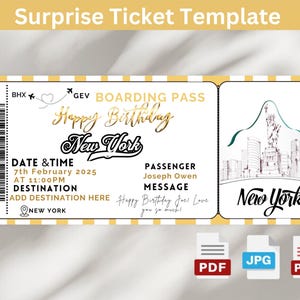 New York Surprise Trip Ticket, New York Trip, New York Trip Reveal, New York City, New York Gift, Vacation Trip, Boarding Pass.