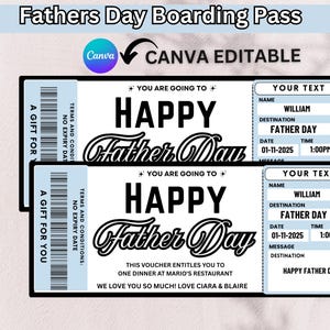 Carte d'embarquement pour la fête des pères, cadeau de carte d'embarquement pour les vacances de papa, voyage surprise, voyage pour la fête des pères, billet de voyage, téléchargement numérique