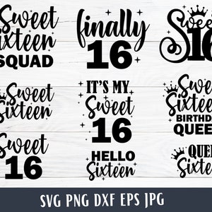 16th Birthday Svg, Sixteen Svg, Happy Birthday Svg, Sweet 16, Sixteenth  Birthday, 16th Birthday, 16 Svg, Svg Files For Cricut, 16th Svg