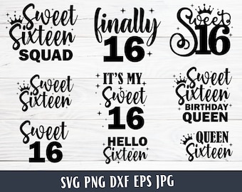 16th Birthday Svg, Sixteen Svg, Happy Birthday Svg, Sweet 16, Sixteenth  Birthday, 16th Birthday, 16 Svg, Svg Files For Cricut, 16th Svg