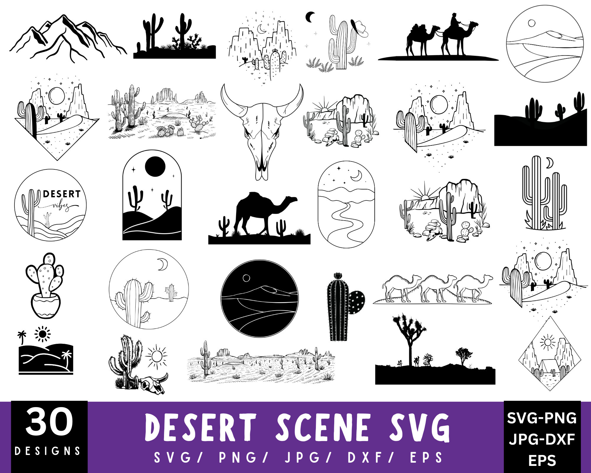 Desert Scene Svg, Desert Scene Png, Desert Svg Bundle, Desert Scene Dxf ...