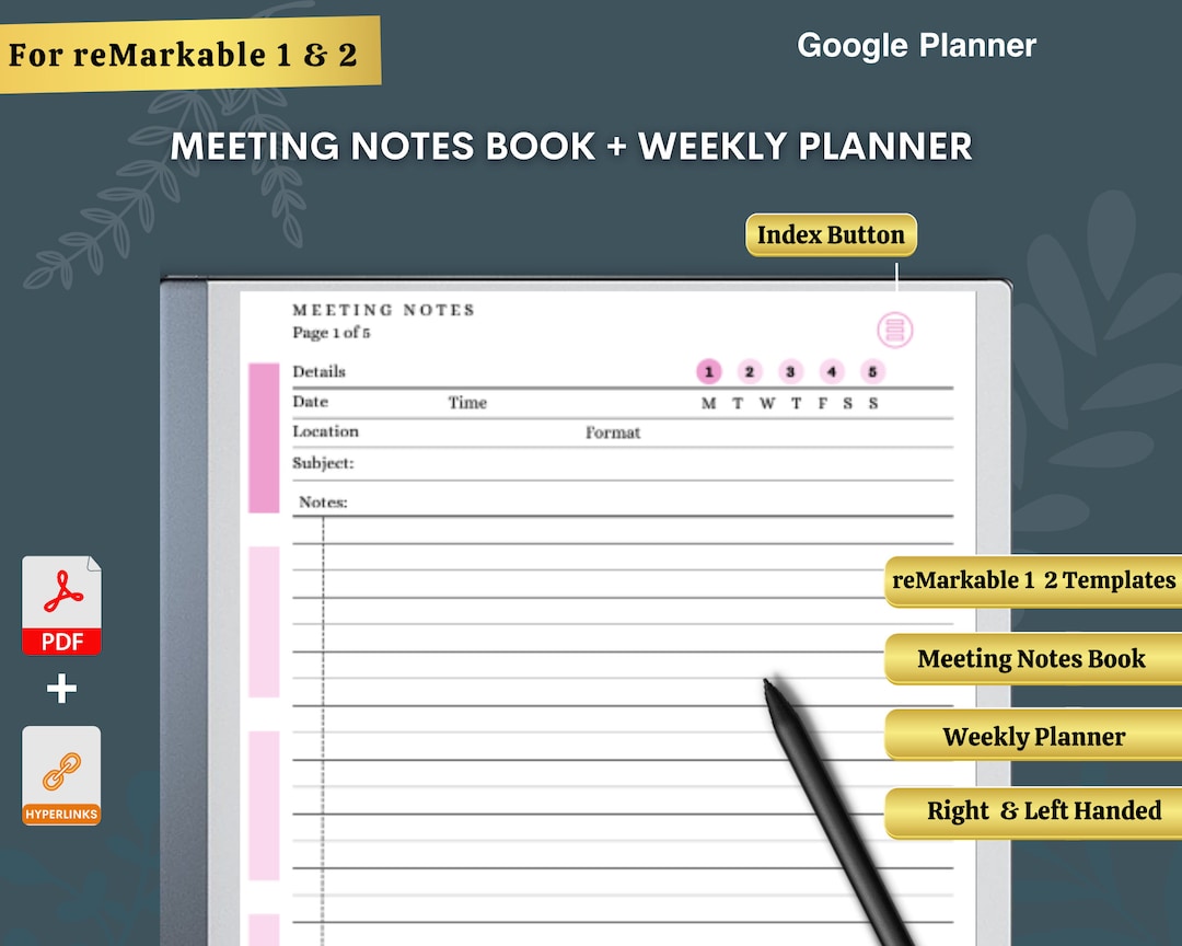 Remarkable 2 Templates, 2023 Meeting Note Book Weekly Planner ...