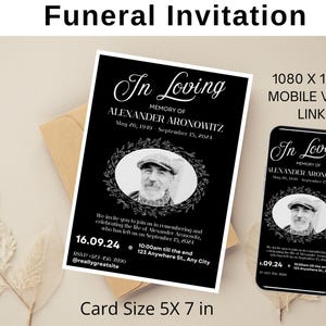 Editable Funeral Invitation, In Loving Memory, Funeral Invite, Printable Funeral, Celebrating The Life, Funeral Card, Instant Download