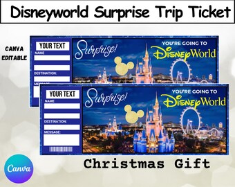 Disneyworld Surprise Ticket, Disney World Ticket, Custom Ticket, Disneyworld Trip Gift Ticket, Instant Download, Printable Ticket