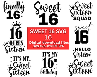 Sweet 16 SVG Bundle: Birthday Party Decorations (Digital Download)