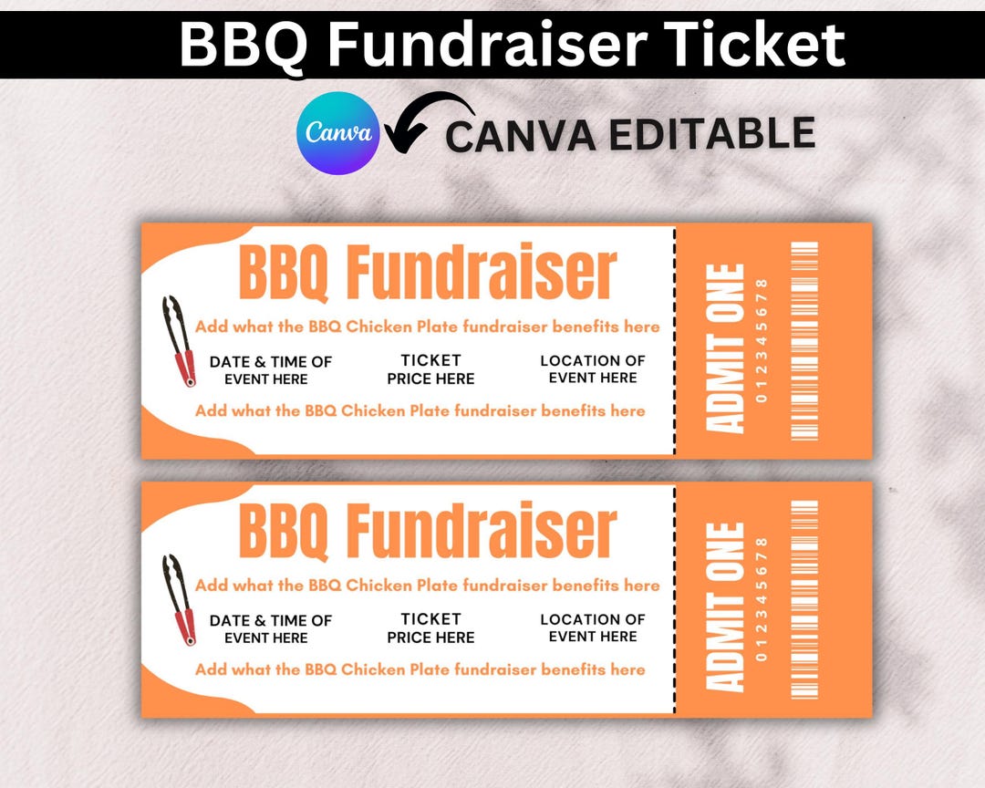 BBQ Fundraiser Ticket: Editable Cookout Invitation (digital Download ...