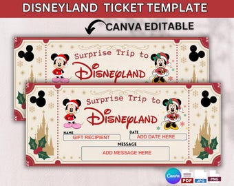 Disneyland Ticket Template, Custom Theme Park Ticket Template, Editable Magical Vacation Ticket, Printable Surprise Trip Voucher