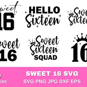 Sweet 16 SVG Bundle: Birthday Cut Files (Digital Download)