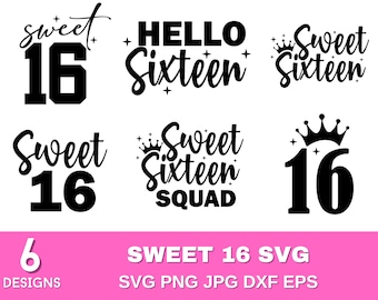 Sweet 16 SVG Bundle: Birthday Cut Files (Digital Download)