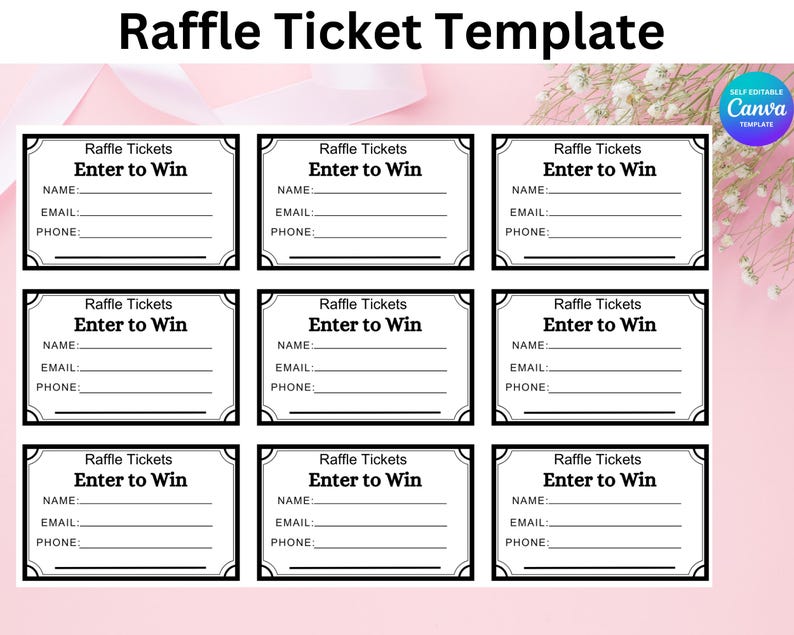 Minimalist Raffle Ticket Template: Printable 'enter to Win' Design ...