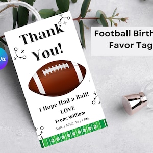 Etiqueta de recuerdo de cumpleaños de fútbol: Etiqueta de agradecimiento editable para fiesta deportiva (descarga digital)