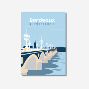 Poster sul ponte Pierre a Bordeaux stampato su carta fatta a mano di qualità