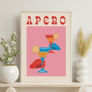 Cartel de aperitivo cóctel retro de los 80.