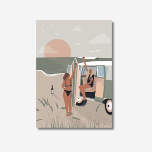Cartel de aperitivo en la playa con amigos - vanlife in the moors