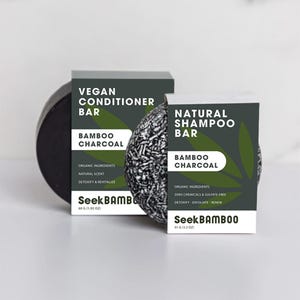 Charcoal Shampoo and Conditioner Bar | Zero Waste | Vegan | Plastic-Free | SLS-Free | Natural Hair Care
