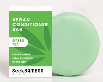 Barra de Condicionador de Chá Verde | Lixo Zero | Vegano | Sem Plástico | Sem SLS | Cuidado Natural com os Cabelos