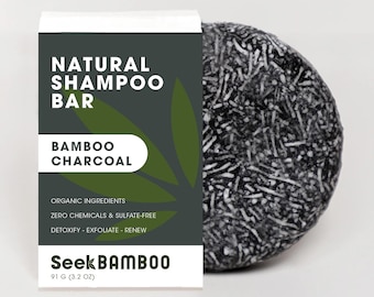 Houtskoolshampoo | Geen afval | Veganistisch | Plasticvrij | SLS-vrij | Natuurlijke haarverzorging