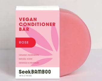 Barra de Condicionador Rose | Lixo Zero | Vegano | Sem Plástico | Sem SLS | Cuidado Natural com os Cabelos